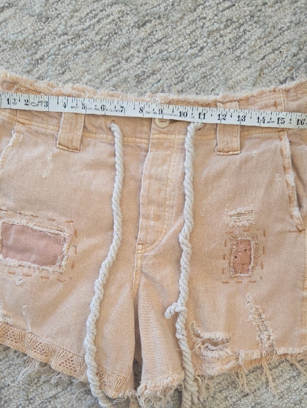 Free People Soft Peach Denim Shorts with Rope Accent - Picture 8 of 9